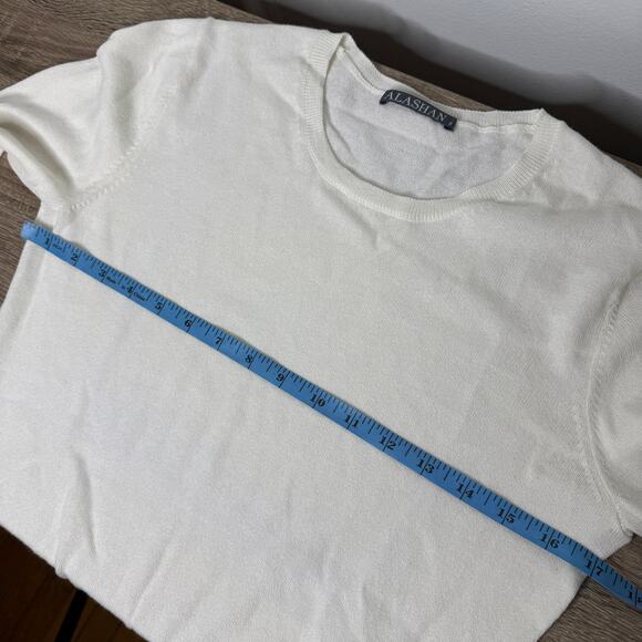 Alashan Cotton Cashmere Fitted Cream Crewneck Sweater Womens Small - Picture 5 of 7